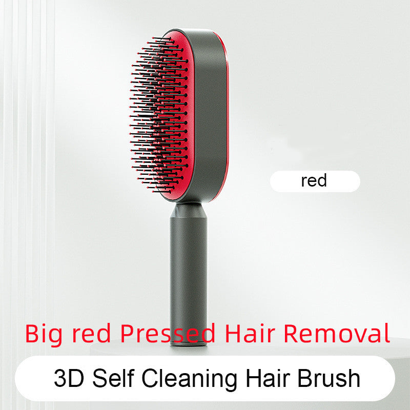 Brosse à cheveux auto-nettoyante pour femmes, brosse de massage du cuir chevelu avec airbag anti-perte de cheveux et nettoyage à une touche, brosse anti-statique.