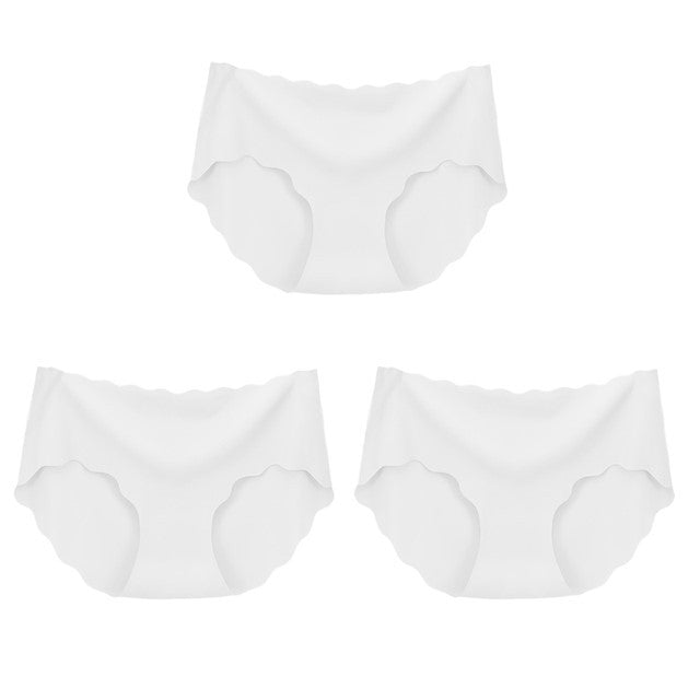 Lot de 3 sous-vêtements sans couture en soie pour femmes, culottes, lingerie sexy