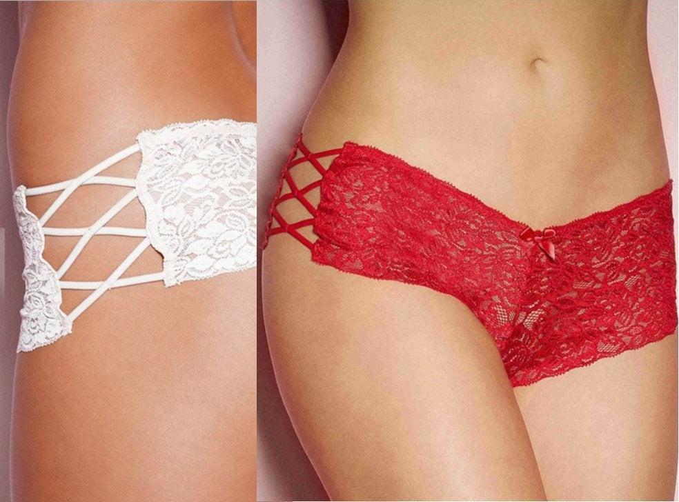 dentelle hollow cross sous-vêtements sexy boxer