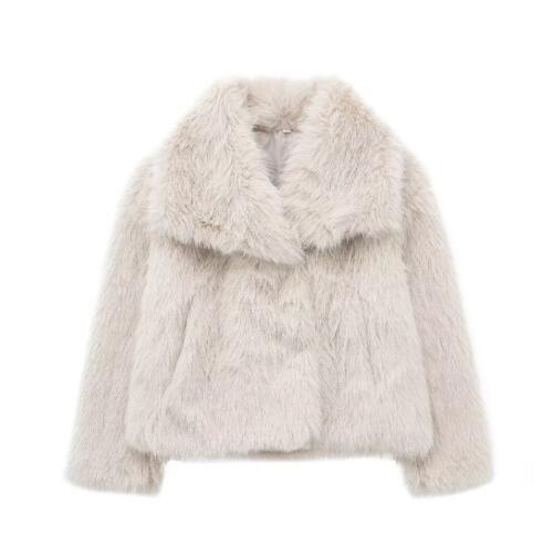 Manteau en peluche d'hiver mode épais à revers vêtements d'extérieur décontractés à manches longues pour femmes