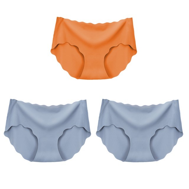 Lot de 3 sous-vêtements sans couture en soie pour femmes, culottes, lingerie sexy