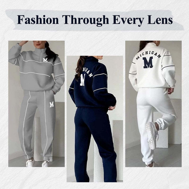 Ensembles de vêtements pour femmes en 2 pièces, sweat-shirt à capuche sans capuche, ensembles de survêtement, sweat-shirt ample, pantalons de mode avec poches.