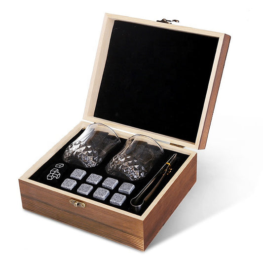 Ensemble verre à whisky, verre à whisky Coffret cadeau en bois