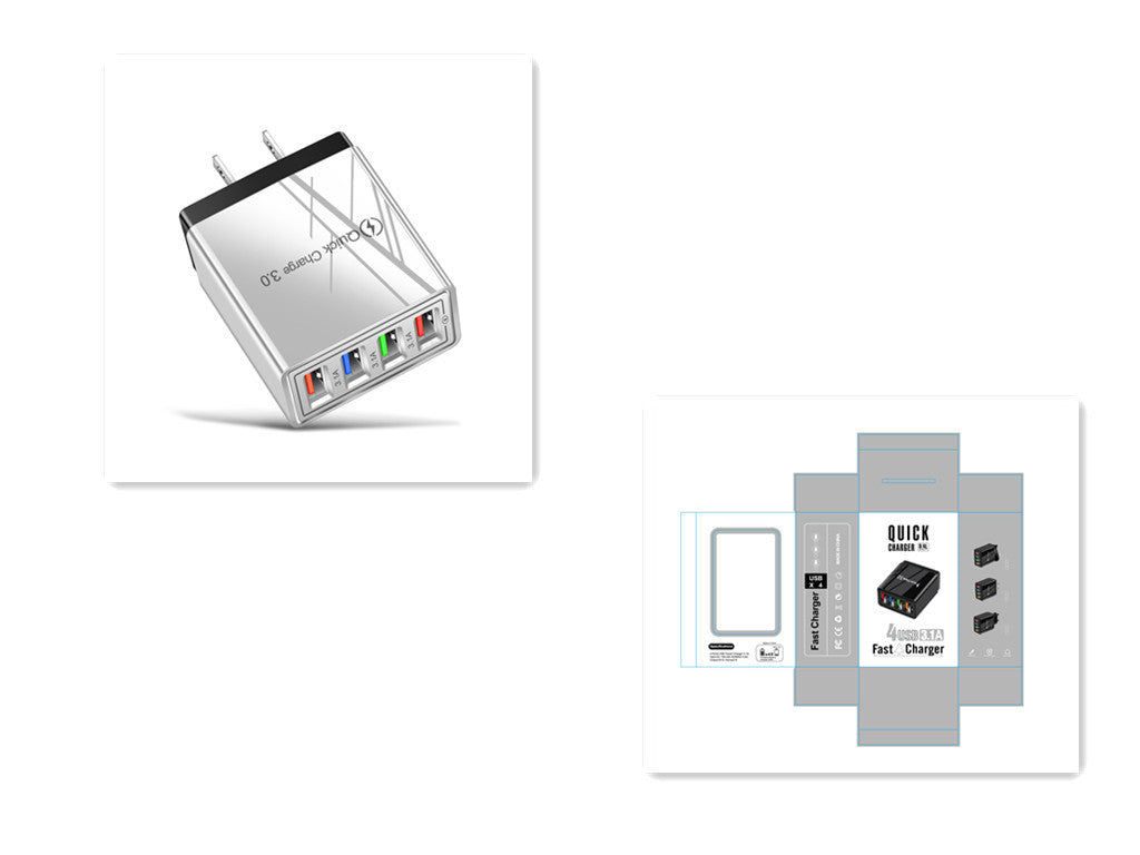 Chargeur USB Quick Charge 3.0 Adaptateur pour 4 téléphones pour tablette Chargeur mural portable Chargeur rapide