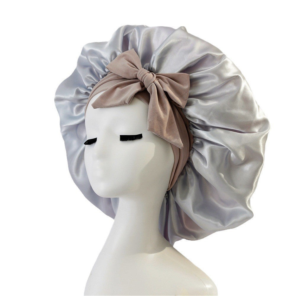 Nouveau bonnet en soie pour femmes endormies, bonnet en satin, bonnet de nuit, écharpe pour cheveux bouclés avec bandeau pour cheveux bouclés