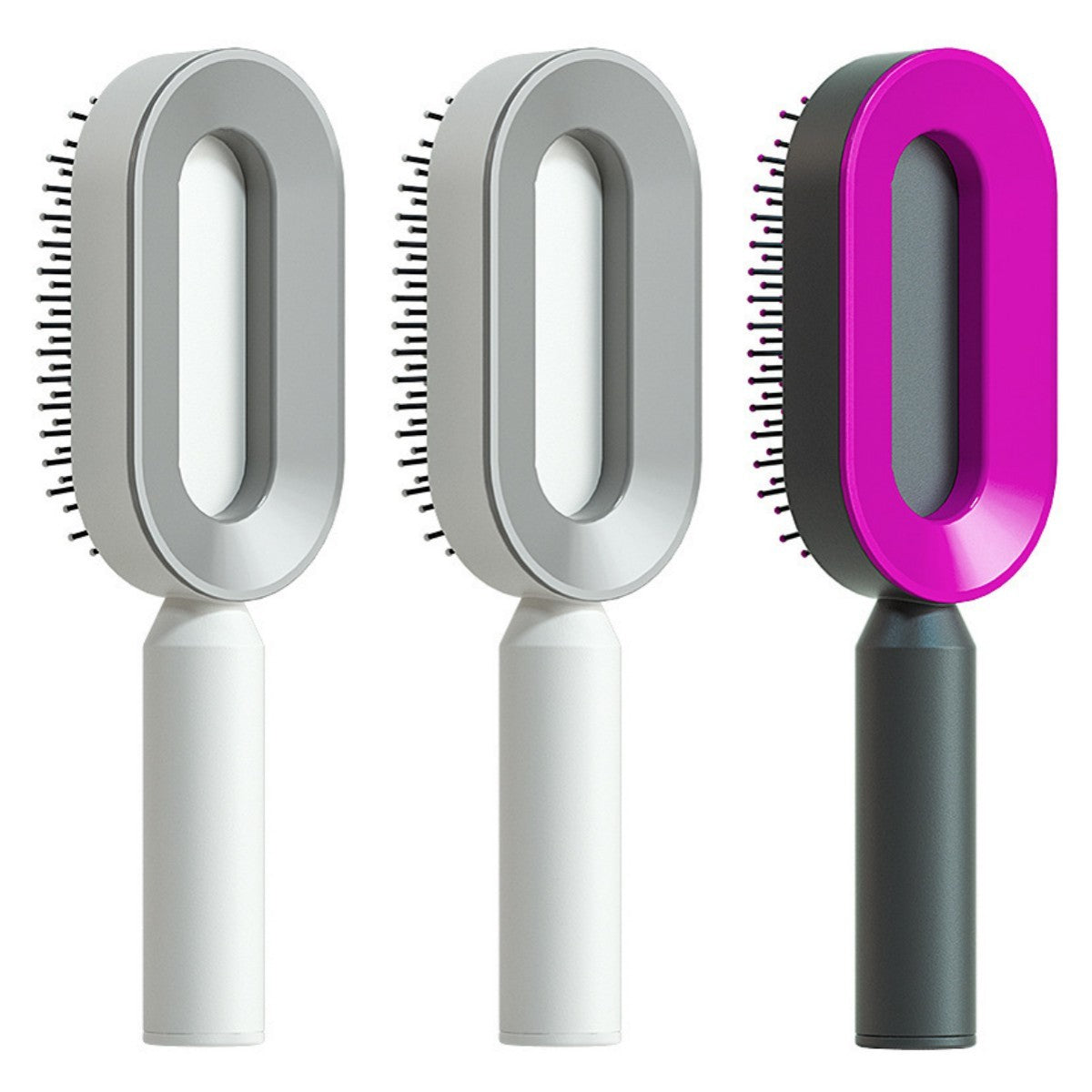 Brosse à cheveux auto-nettoyante pour femmes, brosse de massage du cuir chevelu avec airbag anti-perte de cheveux et nettoyage à une touche, brosse anti-statique.