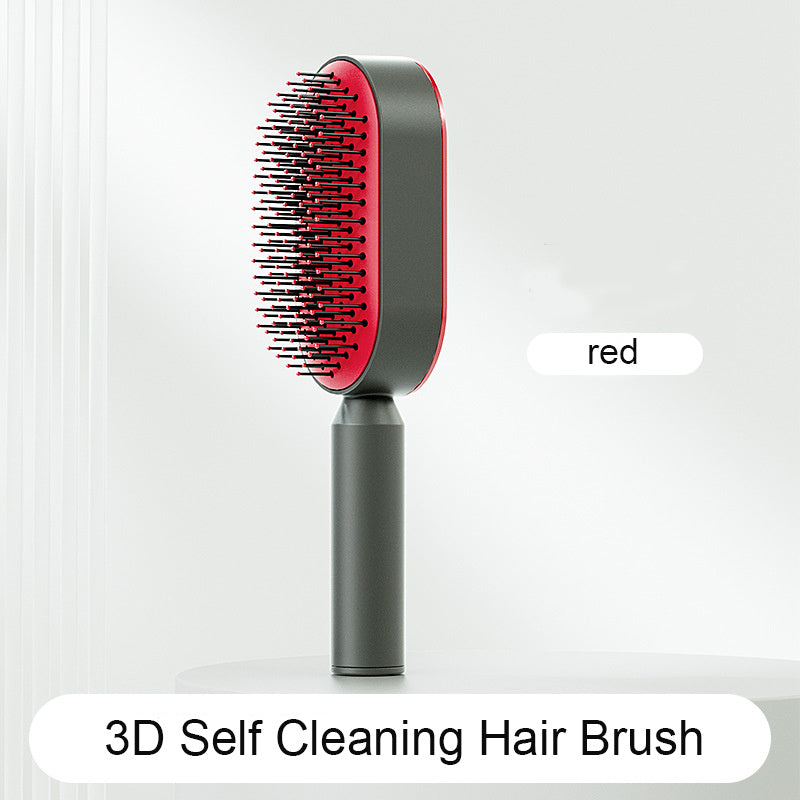 Brosse à cheveux auto-nettoyante pour femmes, brosse de massage du cuir chevelu avec airbag anti-perte de cheveux et nettoyage à une touche, brosse anti-statique.