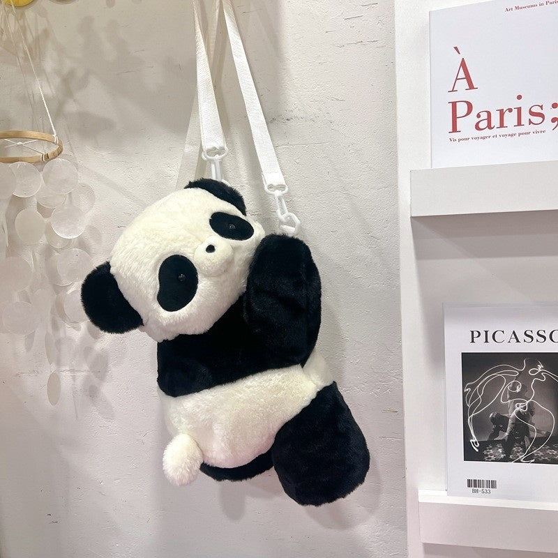 Poupée en peluche de panda roux mignonne, figurine, sac à dos, poupée raton laveur, sac d'école.