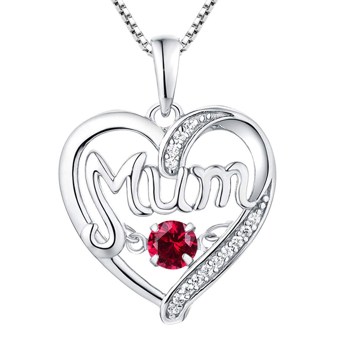 Collier MoM en argent S925 avec cœur pulsatile, cadeau de fête des mères, pendentif intelligent avec pierres de naissance