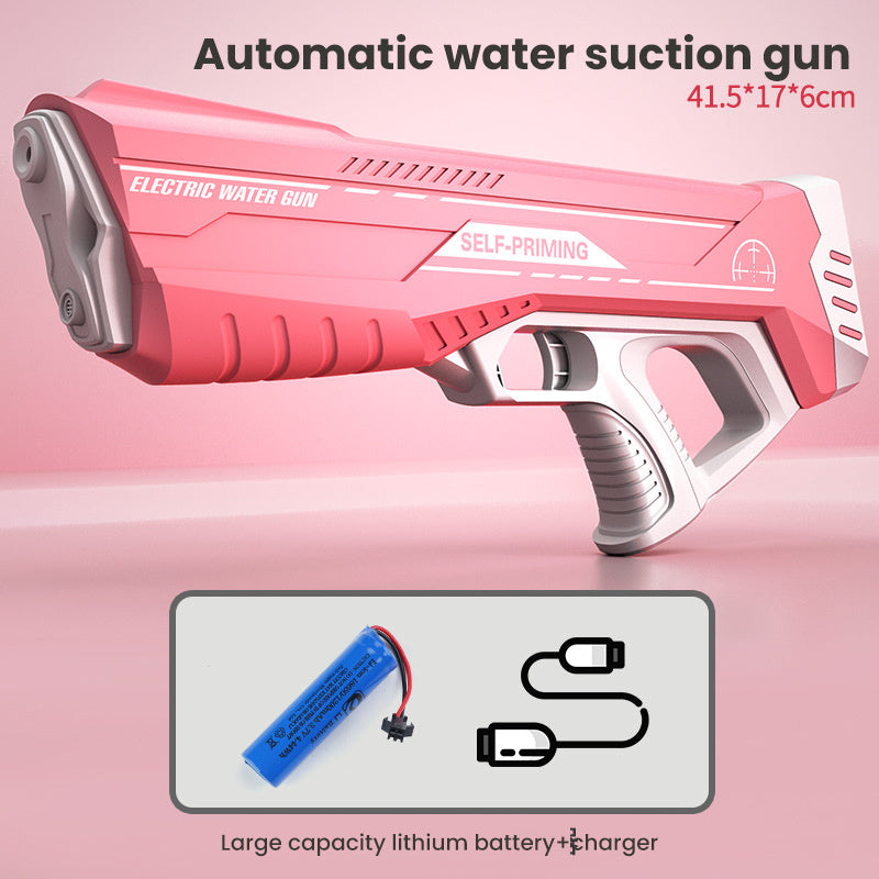 Pistolet à eau électrique automatique avec absorption d'eau, jouet de combat aquatique pour enfants, idéal pour la plage, la piscine et le bain.