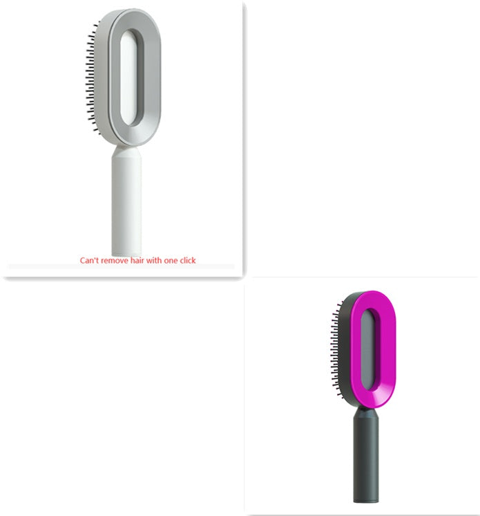 Brosse à cheveux auto-nettoyante pour femmes, brosse de massage du cuir chevelu avec airbag anti-perte de cheveux et nettoyage à une touche, brosse anti-statique.