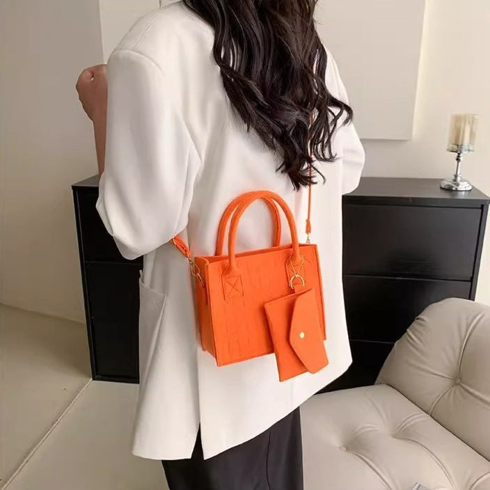 Petit sac à main simple pour femme, sac à bandoulière en feutre tendance