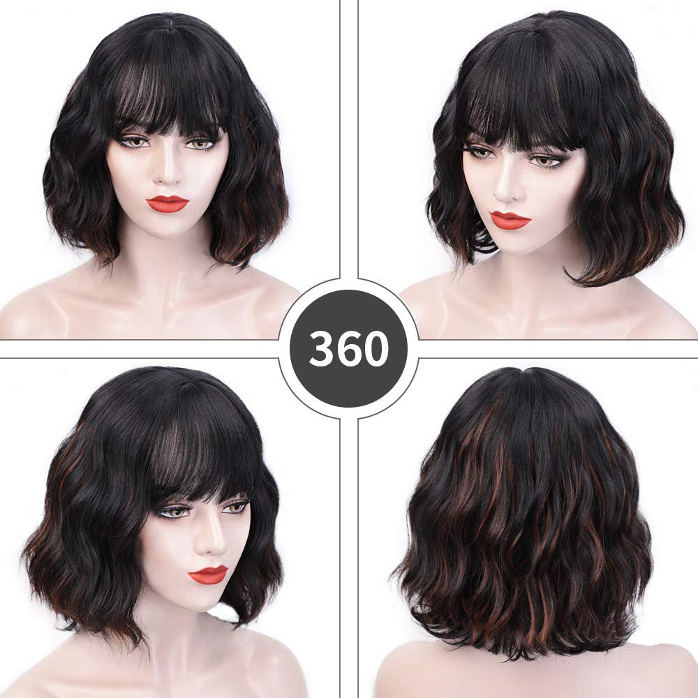 Ensemble de perruques européennes et américaines pour femmes noires, cheveux courts et bouclés - KaoKao