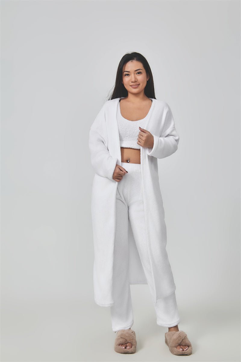 Ensemble de pyjama confortable, ensemble de détente 3 pièces, vêtements de détente mignons, ensembles de costumes chauds, ensemble assorti, ensemble de détente, ensembles de pantalons 3 pièces, robe d'hiver pour femme - KaoKao