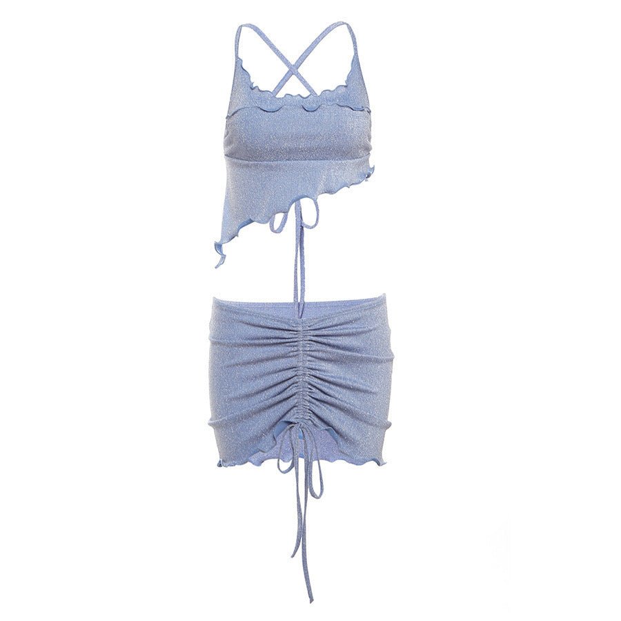 Ensemble jupe dos nu et gilet taille basse pour femme - KaoKao