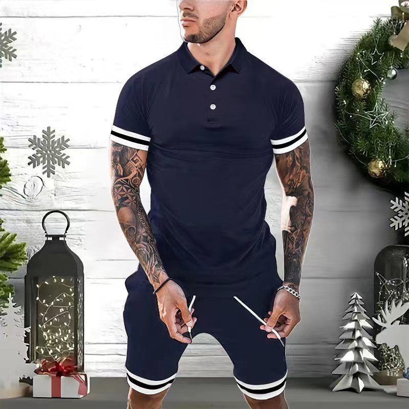 Ensembles courts pour hommes Tenues 2 pièces Polo Mode Survêtements d'été Ensemble décontracté Ensemble à manches courtes et short pour hommes - KaoKao