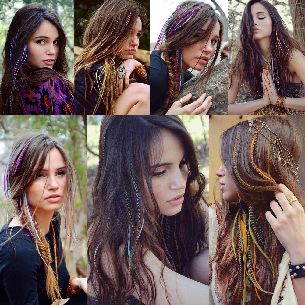 Extensions de cheveux en plumes Couleur 10 - 60 Set Multicolore - KaoKao