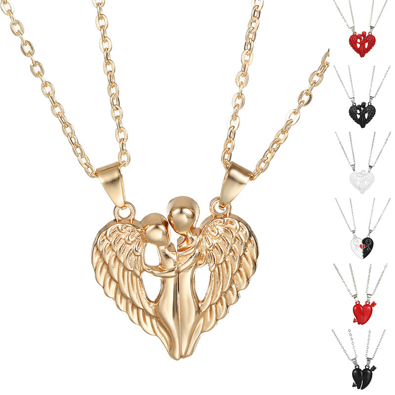 Collier d'ange avec ailes d'ange et collier d'amour magnétique, cadeau pour la Saint-Valentin