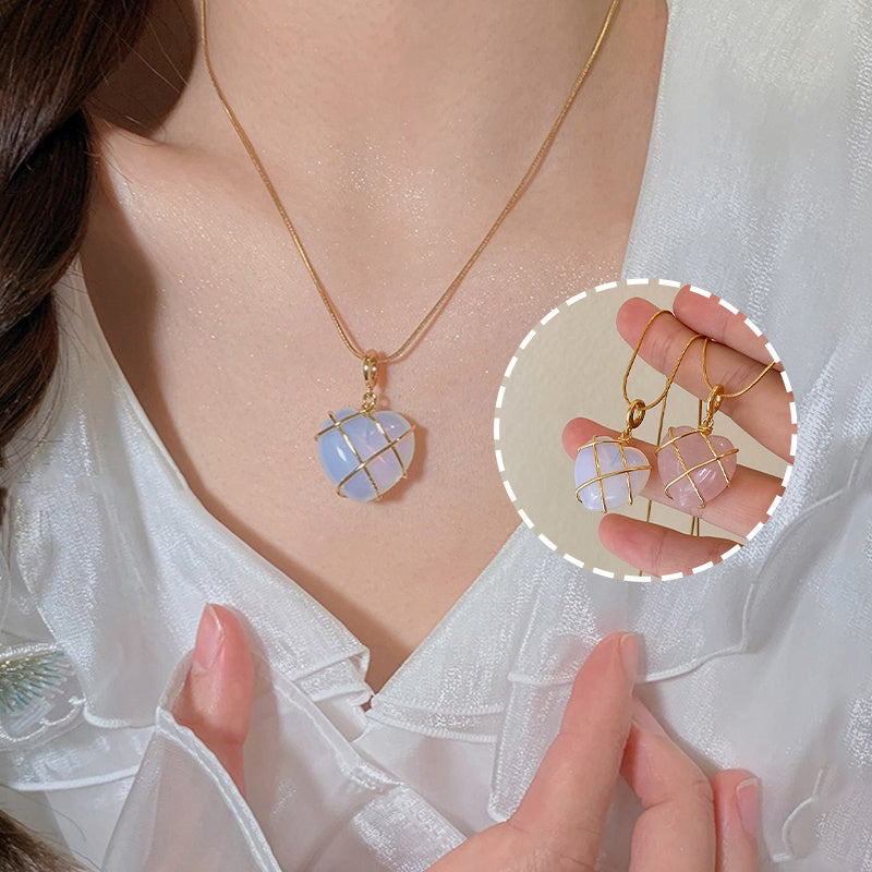 Collier en pierre de lune tendance pour fille de dessin animé, collier de princesse amoureuse, bijoux fantaisie