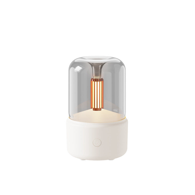 Humidificateur d'air électrique portable de 120 ml avec diffuseur d'arôme à lumière d'ambiance, bougie, brumisateur à brouillard frais, 8-12 heures avec veilleuse LED.