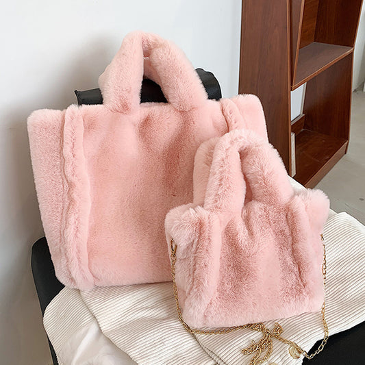 Sacs d'hiver Chaîne Sac à main en peluche Sacs fourre-tout Femme Sac à épaule