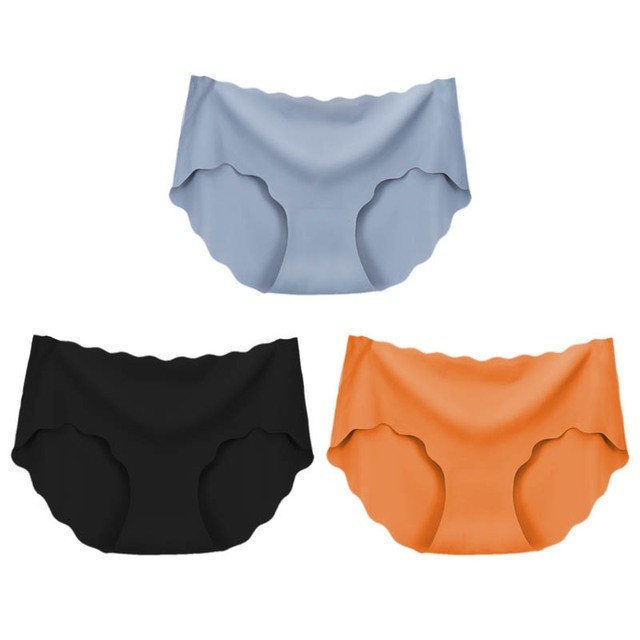 Lot de 3 sous-vêtements sans couture en soie pour femmes, culottes, lingerie sexy