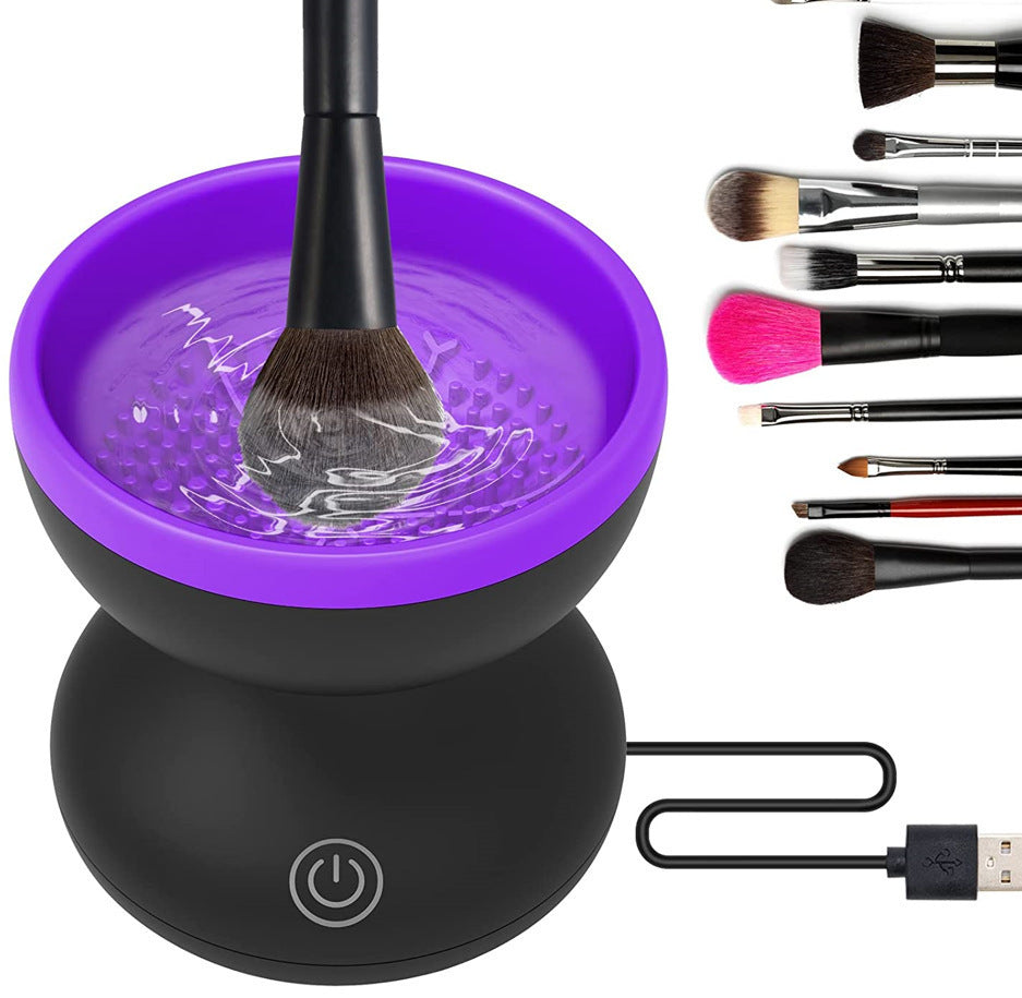 Machine de nettoyage de pinceaux de maquillage électrique portable automatique USB, outils de nettoyage de pinceaux cosmétiques pour tous les tailles de pinceaux de maquillage.