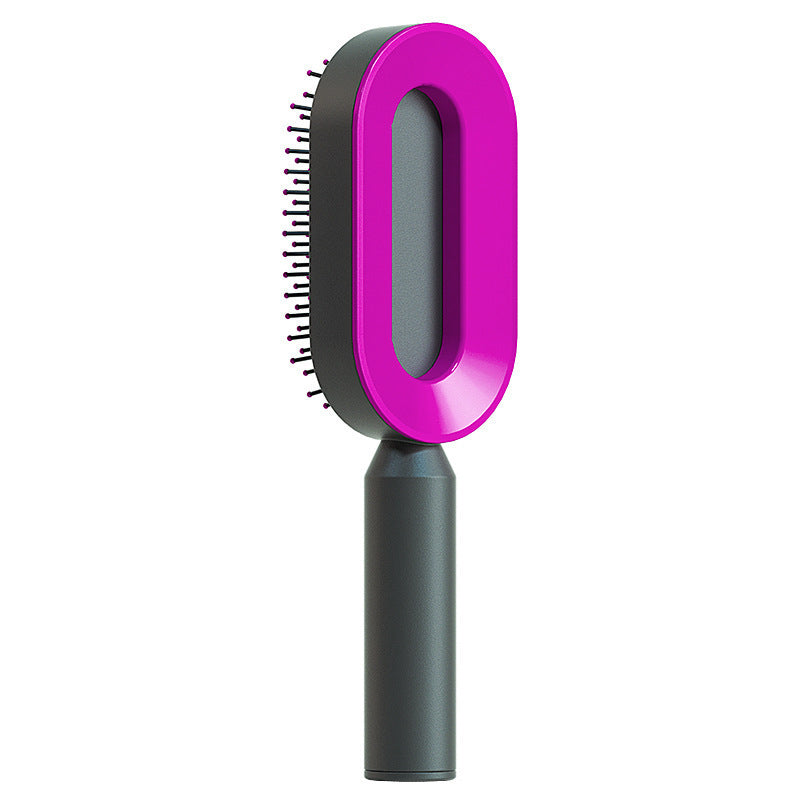 Brosse à cheveux auto-nettoyante pour femmes, brosse de massage du cuir chevelu avec airbag anti-perte de cheveux et nettoyage à une touche, brosse anti-statique.