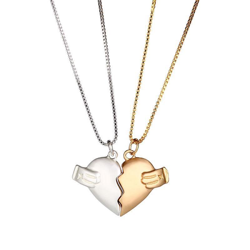 Collier créatif en forme de cœur "Magnet Love" 2 pièces pour hommes et femmes, bijou personnalisé pour la Saint-Valentin.