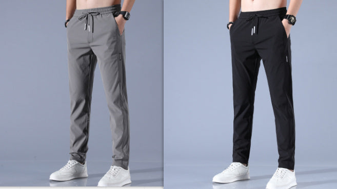 Pantalon en soie glacée pour homme, pantalon d'été fin et décontracté, ample, droit, respirant