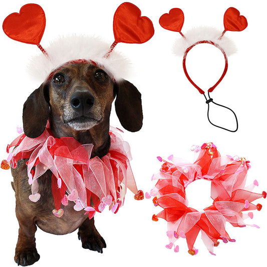 Décoration pour la Saint-Valentin 2025 pour animaux de compagnie, bandeau de cheveux Scar pour la Saint-Valentin, décoration de fête pour chiens, accessoire pour chiens, produits pour animaux de compagnie.