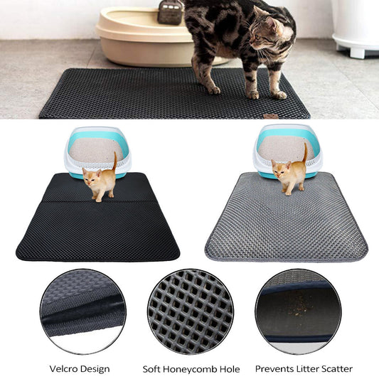 Tapis de lit pour chats à double couche, tapis de litière pour animaux de compagnie, tapis de piégeage pour litière, produit pour animaux de compagnie, matelas pour chats, tapis de nettoyage pour la maison.