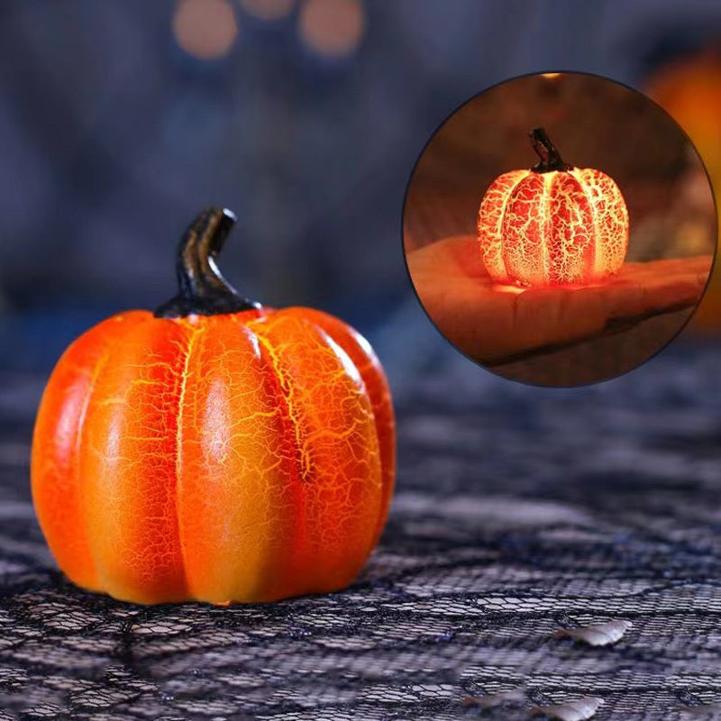 Nouvelle simulation de lanterne citrouille d'Halloween, lampe à bougie LED en résine, citrouille lumineuse.