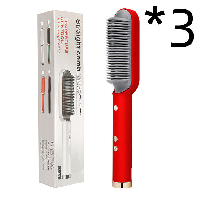 Nouvelle brosse à cheveux électrique 2 en 1 avec lisseur, peigne chauffant, ions négatifs et fonction de curling, brosse à cheveux à double usage.