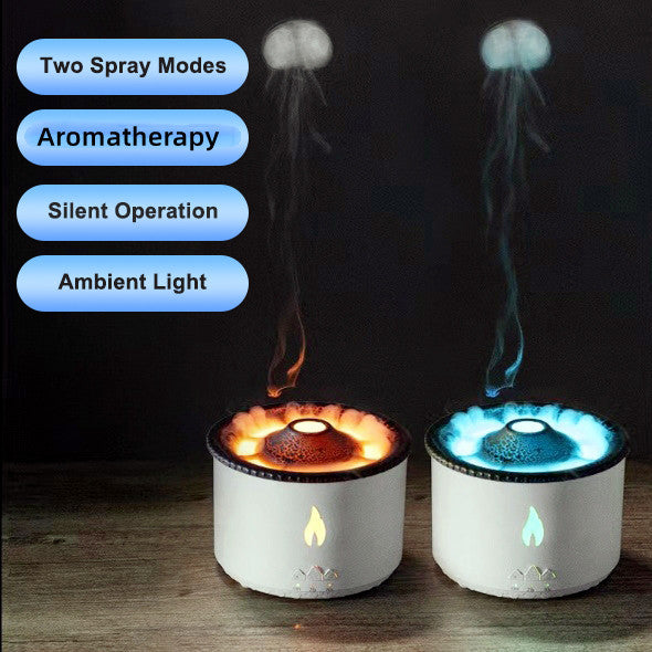 Nouveau diffuseur d'huiles essentielles ultrasonique créatif de machine d'aromathérapie à vapeur de volcan, humidificateur à flamme de méduse.