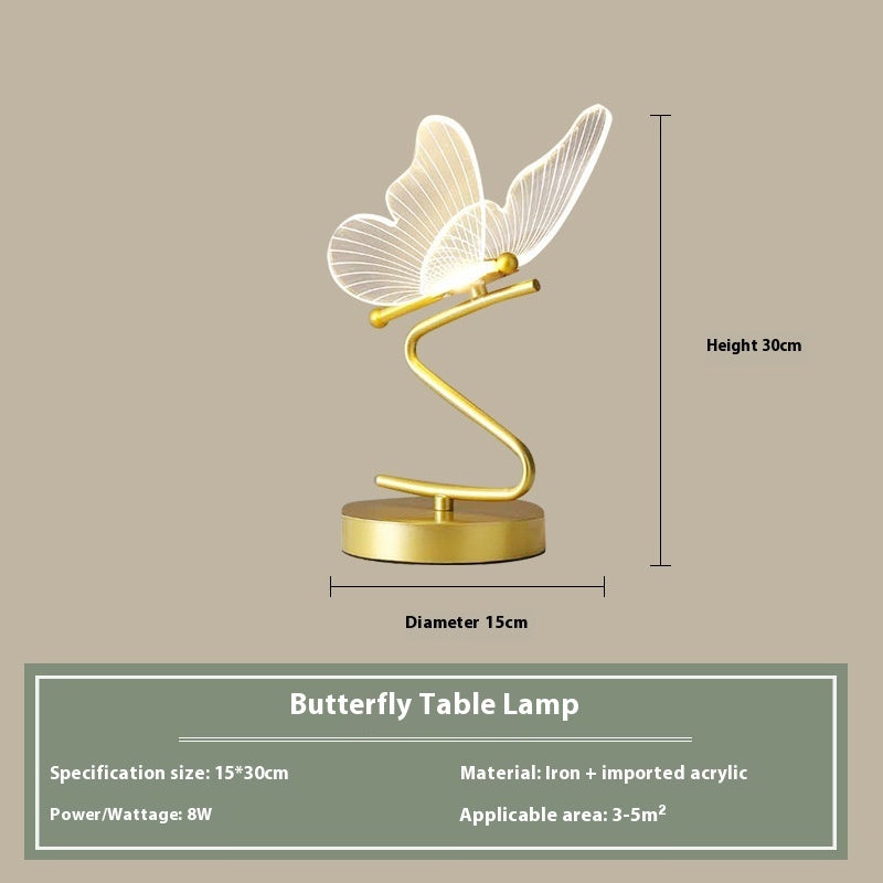 Lampe de chevet de chambre Lit Vitrine de salon Lampe de table en forme de papillon