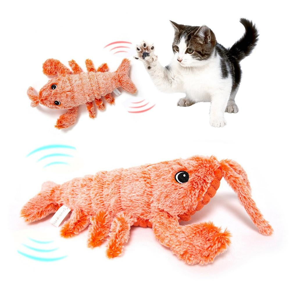 Jouets pour animaux de compagnie, crevette sautante électrique, chargement USB, simulation de homard, jouet en peluche amusant pour chats.