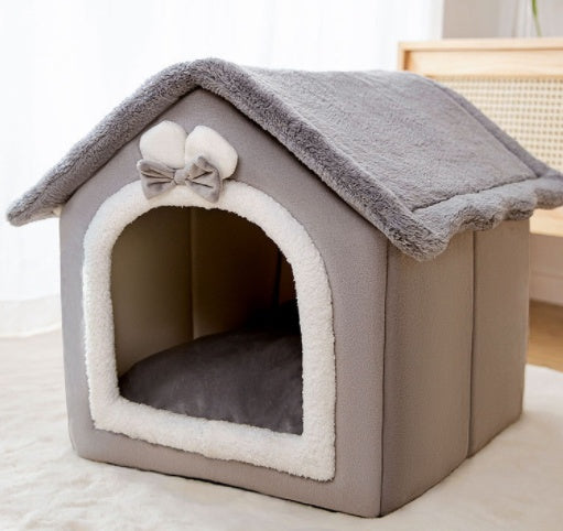 Maison pour chien pliable, lit pour chat, villa d'hiver pour chien, chenil de sommeil, nid amovible, cave chaude et fermée, canapé pour animaux de compagnie.