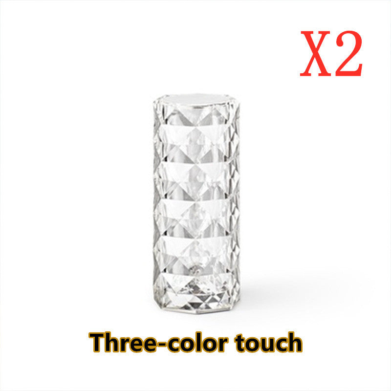 Nordic Crystal Table Lamp USB Bedroom Lamps Dimmable Mood Light Diamond Night Lamp Rose Projector Decor.