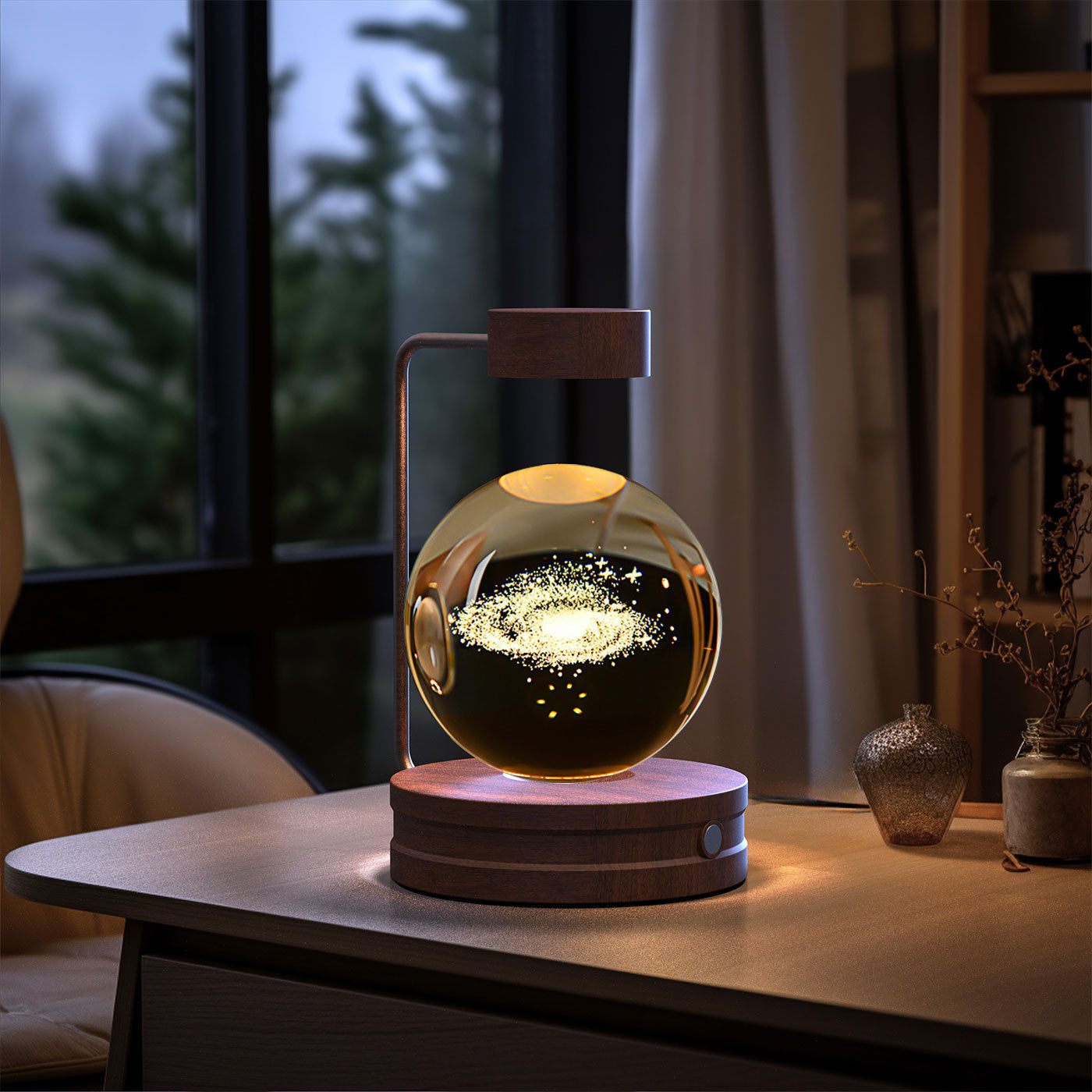 Lampe de chevet à lumière nocturne intérieure en forme de dinosaure cosmique à boule de cristal, alimentation USB, lumière chaude, cadeau d'anniversaire.