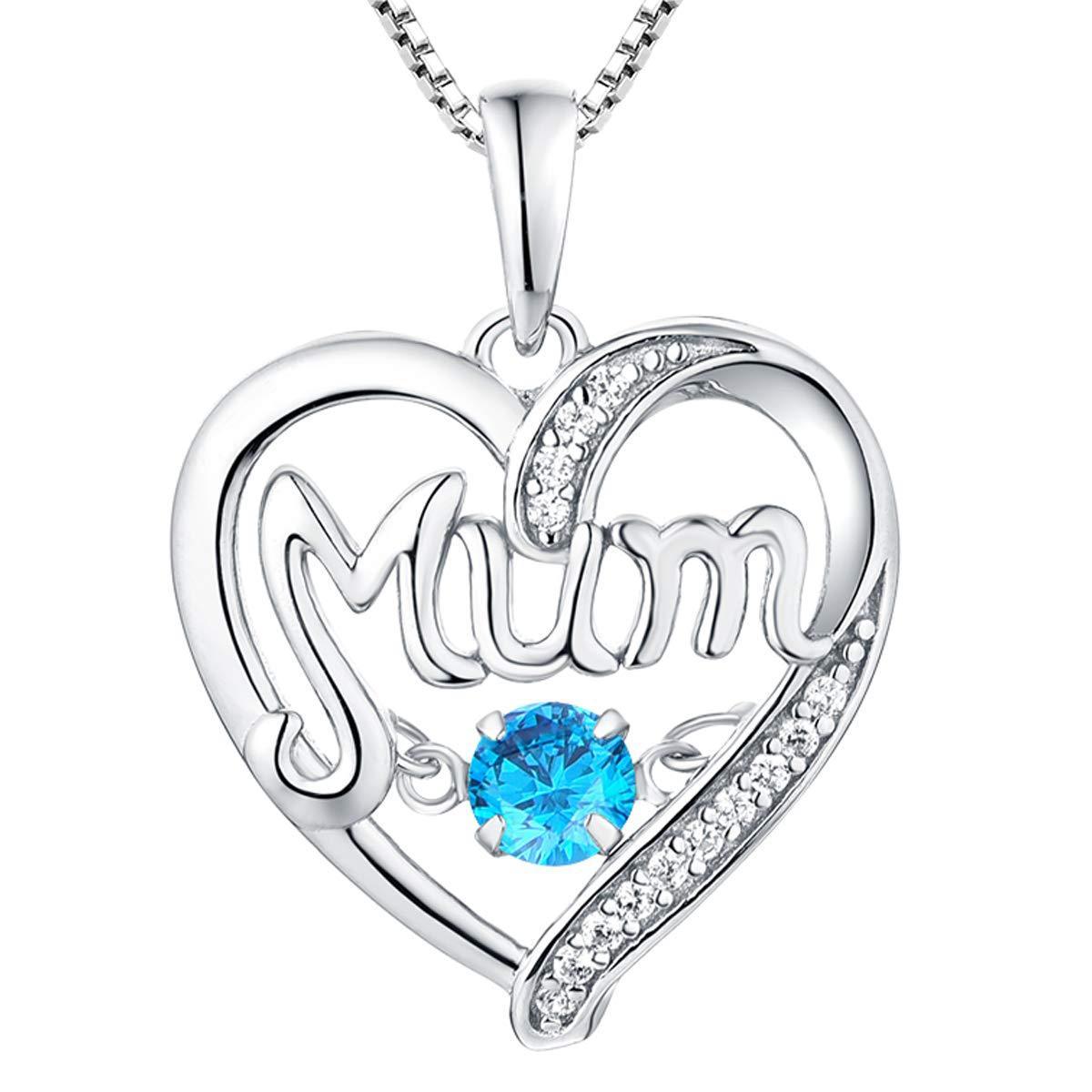 Collier MoM en argent S925 avec cœur pulsatile, cadeau de fête des mères, pendentif intelligent avec pierres de naissance