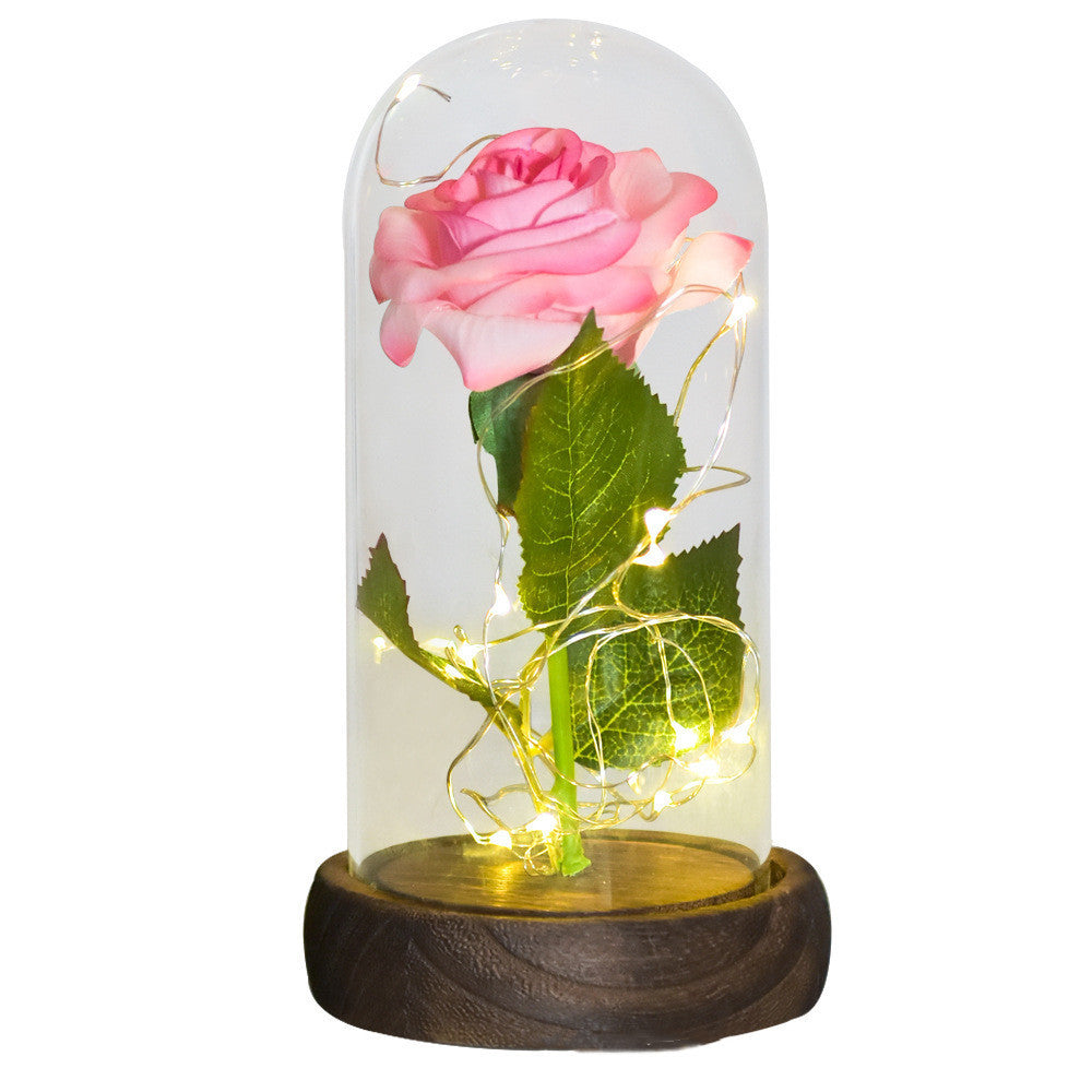 520 Cadeau de Saint-Valentin Vie Éternelle Fleur de Rose Émulative Couvercle en Verre DIY