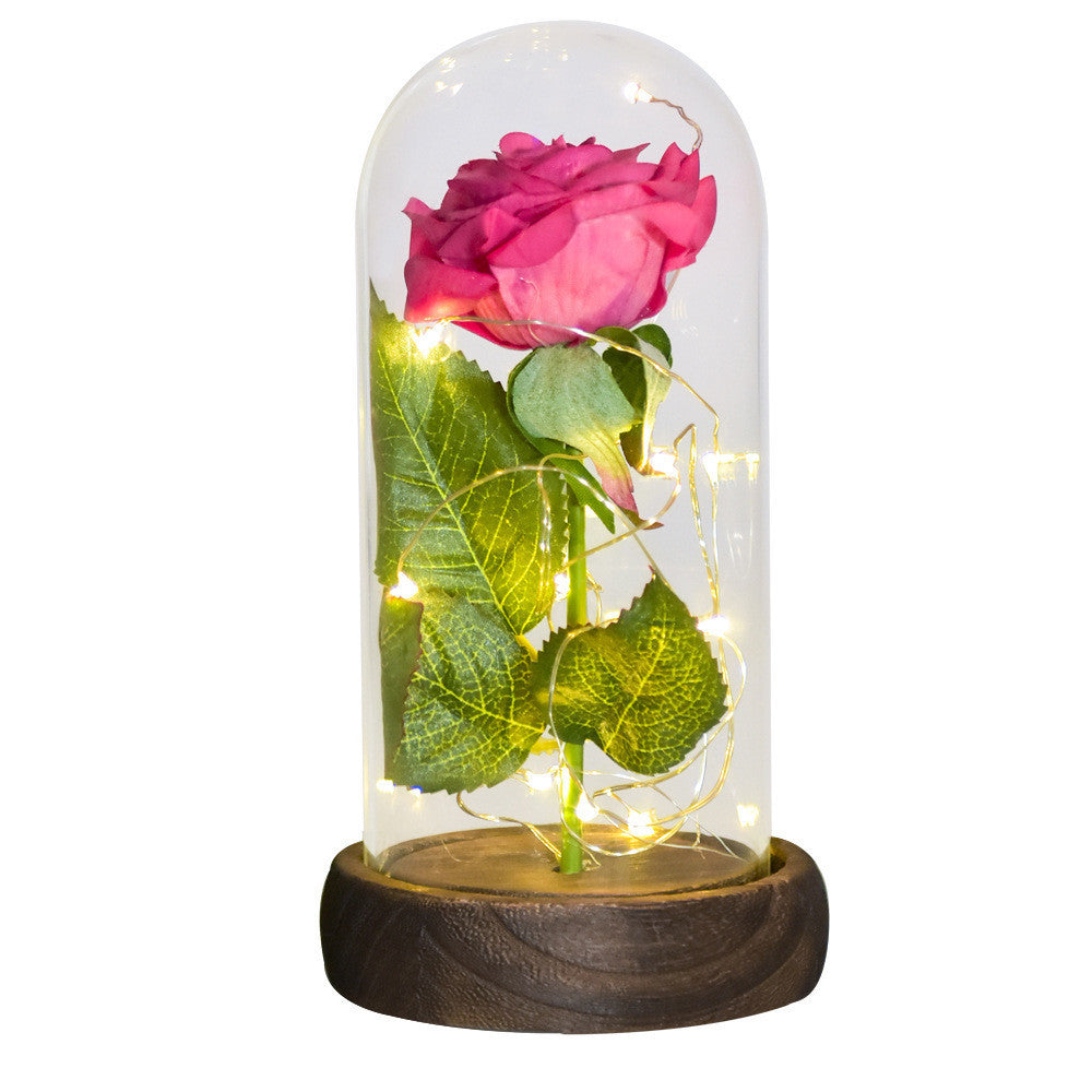 520 Cadeau de Saint-Valentin Vie Éternelle Fleur de Rose Émulative Couvercle en Verre DIY