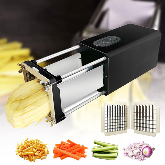 Gadget de cuisine coupe - frites électrique avec lames en acier inoxydable pour légumes, pommes de terre, carottes pour usage domestique et commercial - KaoKao