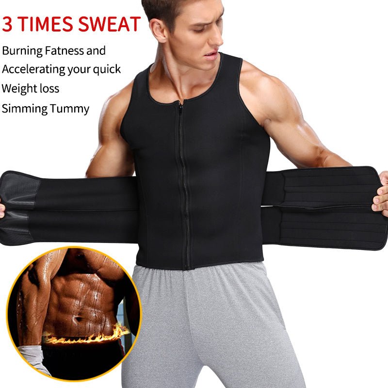 Gilet de sudation pour homme, vêtement de fitness, ceinture de sudation, double ceinture, corset, haut gainant - KaoKao