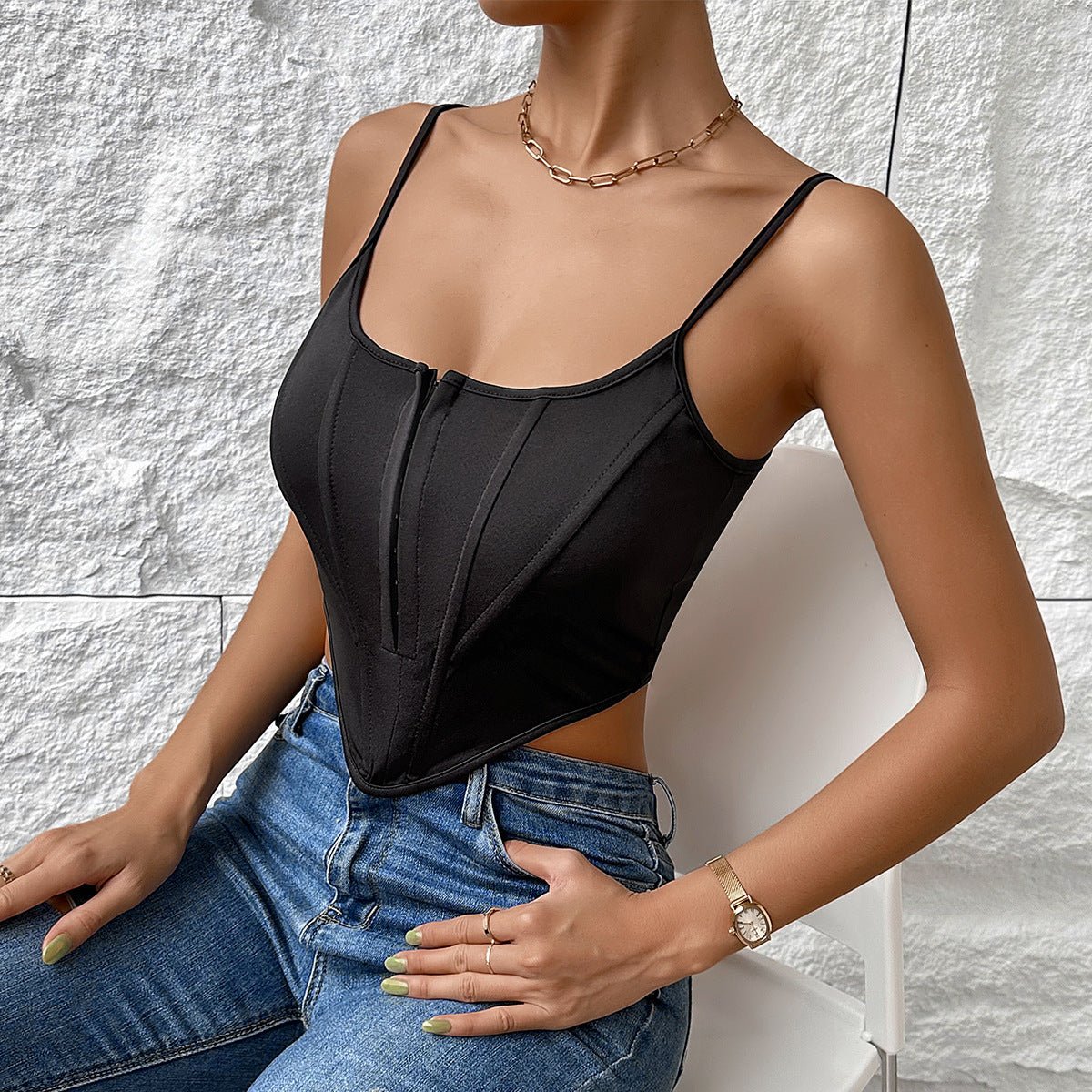 INS – Débardeur court à bretelles simples, débardeur slim à la mode pour l'été, vêtements pour femmes - KaoKao