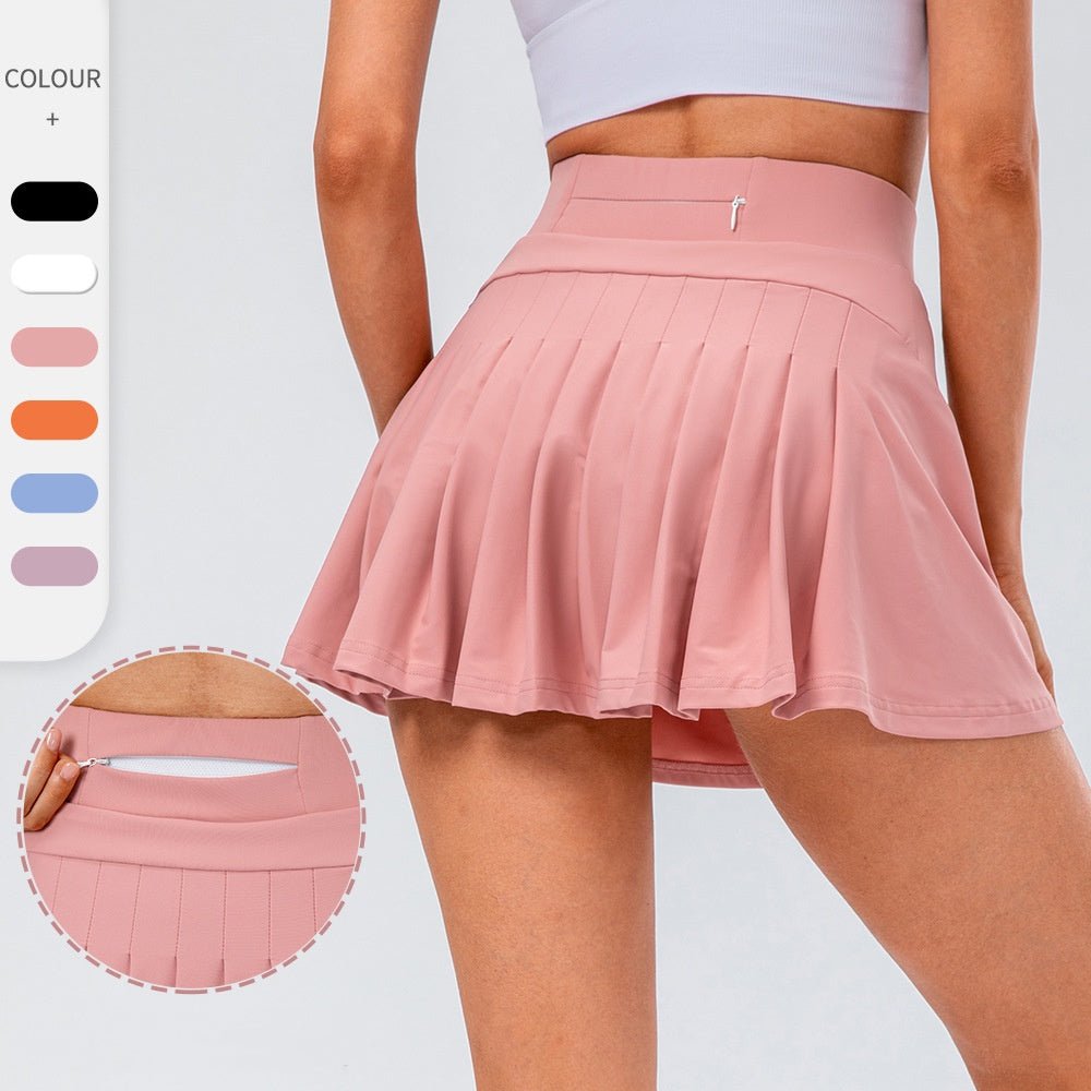 Jupe de tennis plissée de haute qualité avec poche zippée pour femme - KaoKao