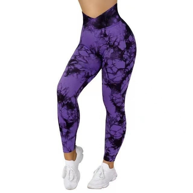 Leggings sans couture tie - dye pour femmes, pantalons de yoga push - up, leggings de sport, fitness, course à pied, gym - KaoKao