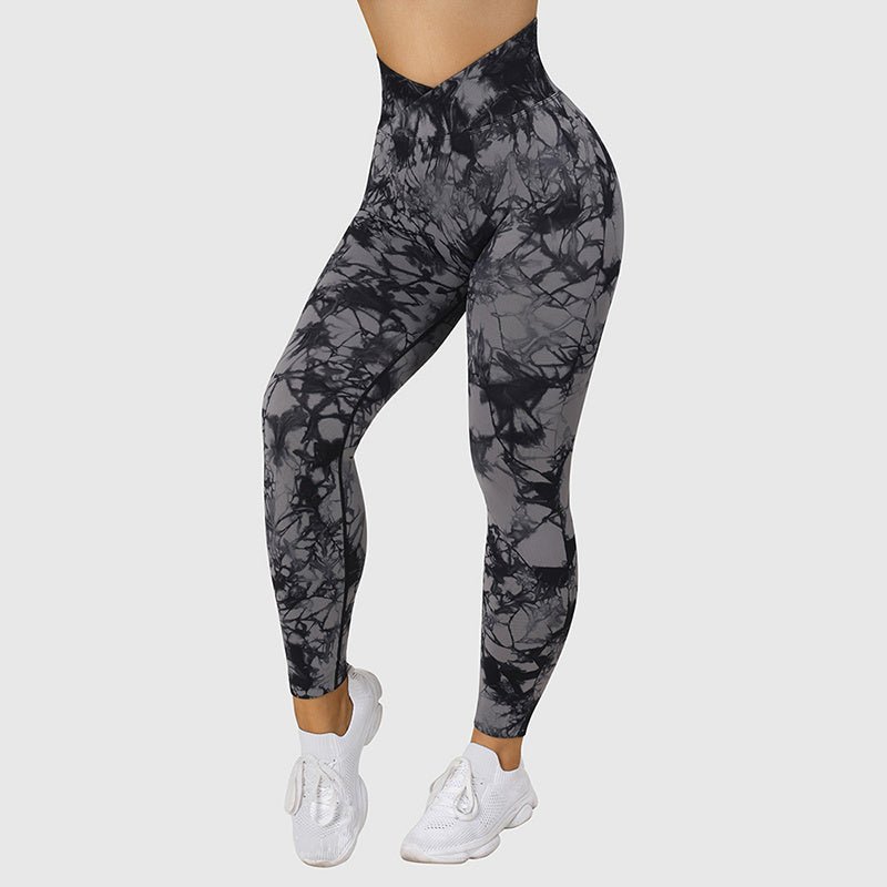 Leggings sans couture tie - dye pour femmes, pantalons de yoga push - up, leggings de sport, fitness, course à pied, gym - KaoKao