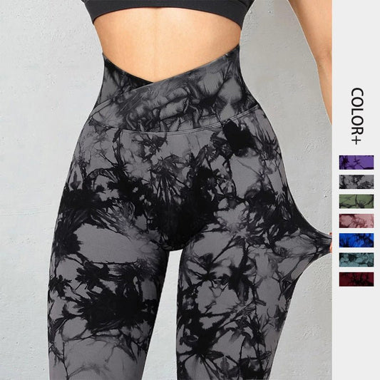 Leggings sans couture tie - dye pour femmes, pantalons de yoga push - up, leggings de sport, fitness, course à pied, gym - KaoKao